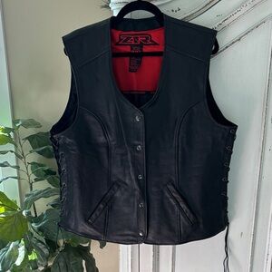 Z1R Womens Black Leather Colt Vest - Size 3XL